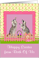 Easter from Both Of Us, Raccoons with basket of eggs in pink frame card