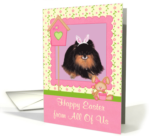 Easter from All Of Us, Pomeranian with bunny ears in pink frame card