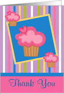 Thank You, Help With Bake Sale, general, cupcakes on stripes card