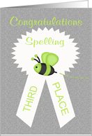 Congratulations On Third Place In A Spelling Bee card
