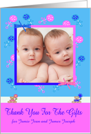 Thank You for The Baby Gift Photo Card for Twin Boy And Girl, Bears card