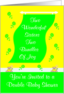 Invitations, Double Baby Shower for Sisters, gender neutral, bears card