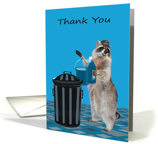 Thank You to Janitor, general, adorable raccoon wearing a hat card