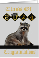 Congratulations on Graduation Custom Year 2024 Raccoon in a Black card