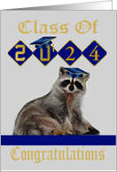 Congratulations on Graduation Custom Year 2024 Raccoon in a Blue card