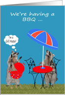 Invitations, Barbecue, general, Raccoons getting ready for a BBQ card
