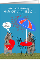 Invitations, 4th Of July Barbecue, Raccoons getting ready for a BBQ card