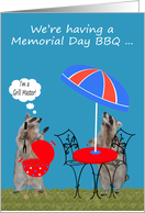 Invitations, Memorial Day Barbecue, Raccoons getting ready for a BBQ card