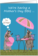 Invitations, Mother’s Day Barbecue, Raccoons getting ready for a BBQ card