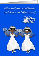 Invitations, Lesbian Wedding, dark-skinned brides, general, bells card