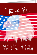 Thank You For Our Freedom, Bald Eagle against an American flag card