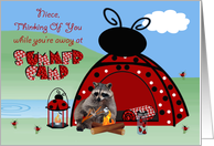 Thinking Of You Niece while your Away at Summer Camp with a Raccoon card