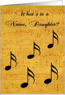 Name Day to Daughter, Musical notes on a vintage sheet of music card