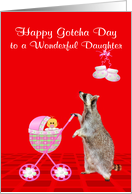 Gotcha Day or Adoption Anniversary to Adopted Daughter with Raccoon card