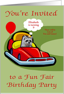 Invitations, Fun Fair Birthday Party, custom name and age, Raccoon card