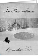 Remembrance of Son Thinking of you at Christmas Pretty Winter Scene card