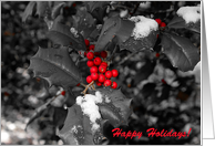 Happy Holidays - Black and White Holly card