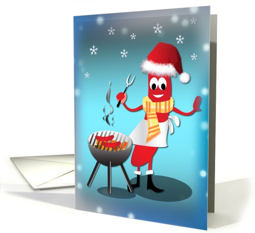 Christmas Humor - Hotdog Barbeque card (709267)