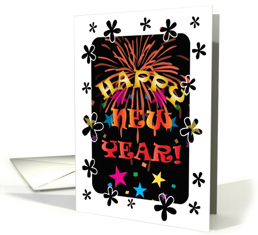 Happy New Year - Fireworks and Confetti card (710058)