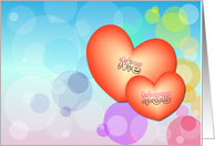 Happy Valentine’s Day - Colorful Bubbles and Two Hearts card