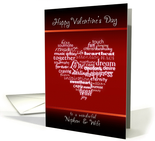 Happy Valentine's Day Nephew and Wife - Heart card (898002)