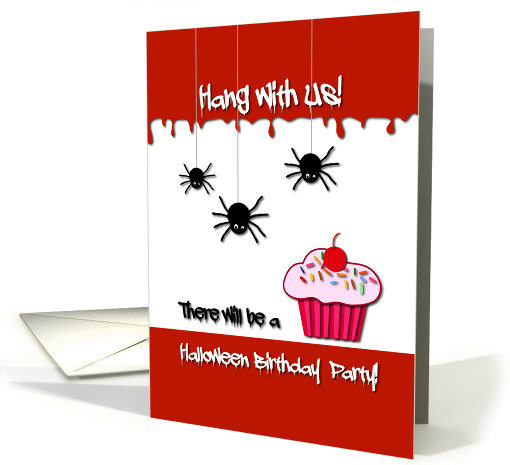Halloween Birthday Party - Spiders and Cupcake card (957307)