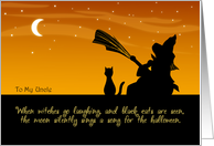 To My Uncle on Halloween - Witch and Cat card