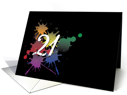 21st Birthday - Colorful Ink Splatter card (977571)