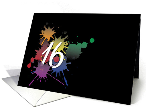 16th Birthday - Colorful Ink Splatter card (977583)