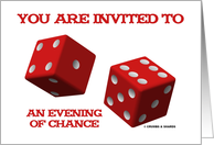 You Are Invited To An Evening Of Chance (Two Red Dice) card