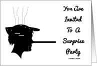 You Are Invited To A Surprise Party (Marionette Pinocchio Silhouette) card