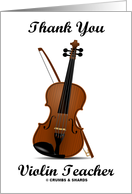 Thank You Violin Teacher (Violin With Bow) card