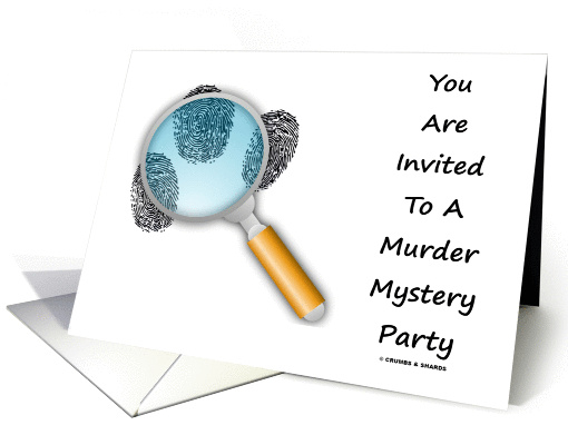 Fingerprints Magnifying Glass Murder Mystery Party Invitation card