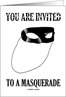 You Are Invited To A Masquerade Party Invitation (Shiny Black Mask) card
