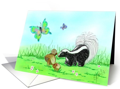 Earth Day-skunk, butterfly, snaIL card (606695)