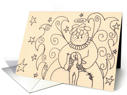 Angel-Girl-bunny-stars-coloring book card (637882)