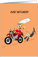 JUST HITCHED FUNNY HOT MAMA BIKER INVITATION card