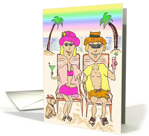 CONGRATULATIONS COUPLE ON THE BEACH RETIREMENT card (1263952)