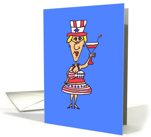 FUNNY HOT MAMA DRESSED IN FOURTH OF JULY COLORS WITH... (618831)