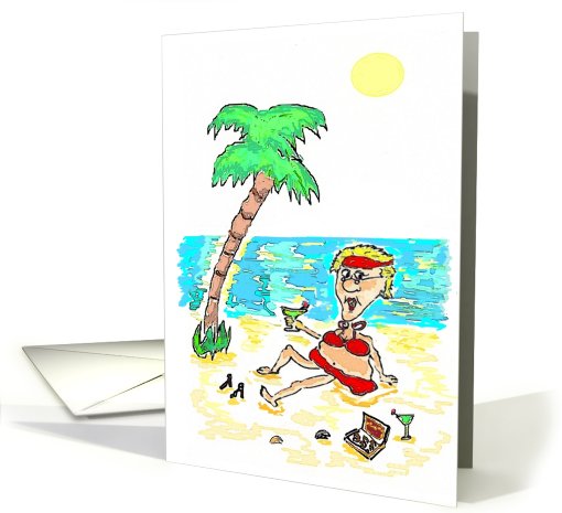 Older Chick Beach Martini Birthday card (634900)