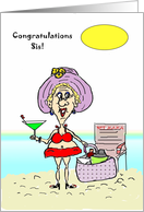 Congratulations Sis Retirement Beach Card 