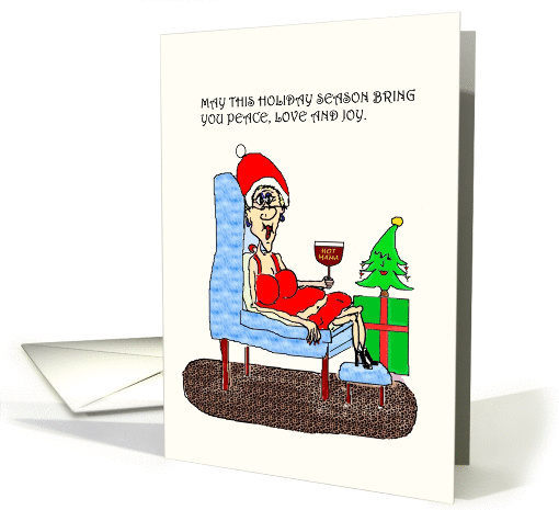PEACE LOVE AND JOY HOT MAMA SITTING IN CHAIR CHRISTMAS card (978839)