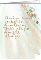 Thank you mum from daughter or son Wedding Day card