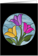 Spring Tulips Hello Stained Glass card