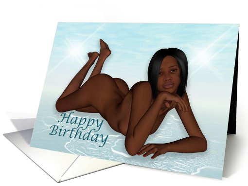 Nude Ebony Beauty ~ Happy Birthday card (681236)
