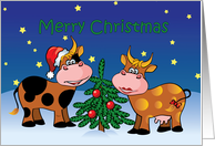 Christmas Cows with Tree card