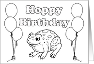 Coloring Card Hoppy Birthday Frog card