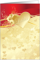 Golden and Red Valentine Heart ~ Czech ~ Laska card