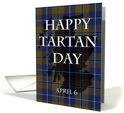 Happy Tartan Day Plaid with outline of Scotland card (761794)