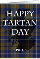 Happy Tartan Day Plaid with outline of Scotland card